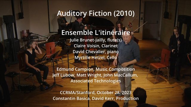 Auditory Fiction video still, Ensemble L’Itinéraire at CCRMA